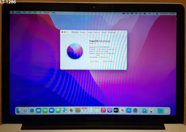 (LT-1286)-MacBook Pro A1286 (9,1) / 15.4 in. / Intel i7 / 8GB RAM / 750GB HDD (IMPERFECT) - Image 3