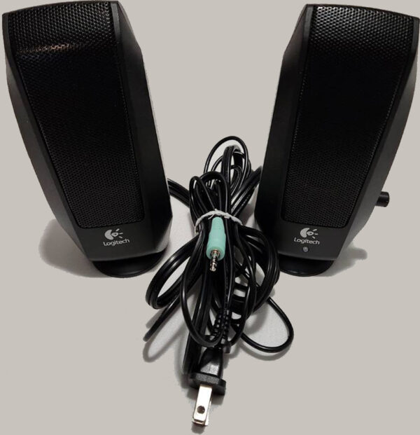 (SPKR-03)-Logitech S-120 Speaker Pair (Powered, Stereo Jack)